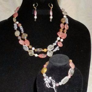 3 piece wardrobe set! Tourmaline, pearl, crystal